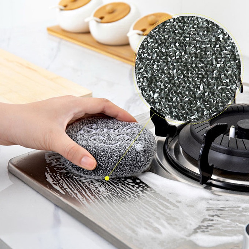 4PCS Smile Face Sponge Strong Decontamination Dish Washing Cloth Sponges Kitchen Cleaner Sponges Scouring Pads