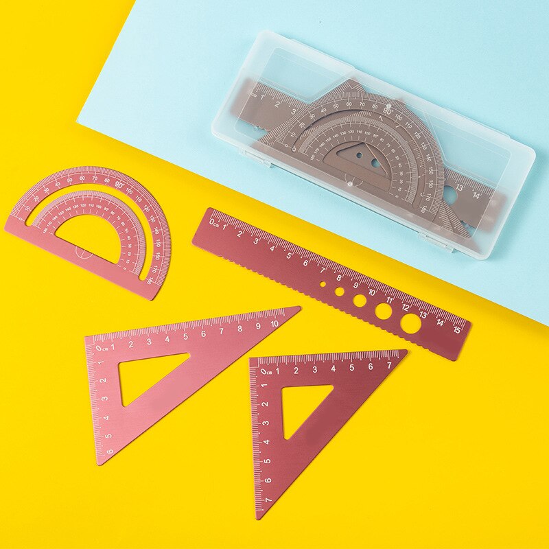Aluminum Alloy Set Ruler Multi-function Ruler Learning Stationery Ruler Triangle Aluminum Alloy Material Multi-specification
