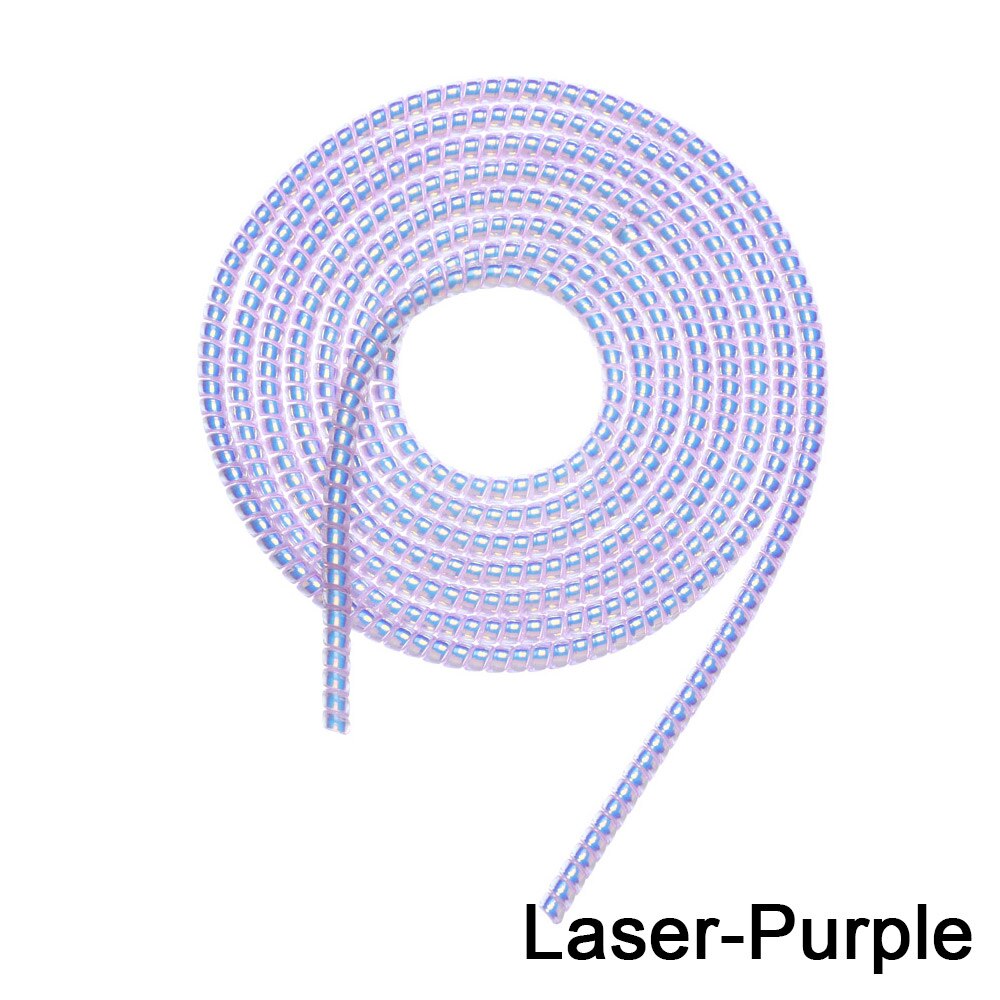 1.55m USB Data Charging Line Cable Protector Wrap Cable Organizer Spring Winder Protection Rope: Laser-Purple