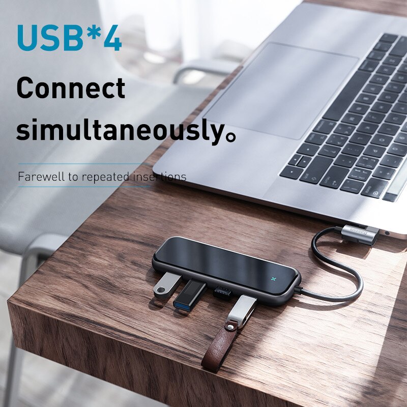 Baseus Usb C Hub Usb 3.0 Hdmi RJ45 Adapter Voor Macbook Pro Air Multi Type C Hub Met Draadloze lading Voor Iwatch USB-C Hub