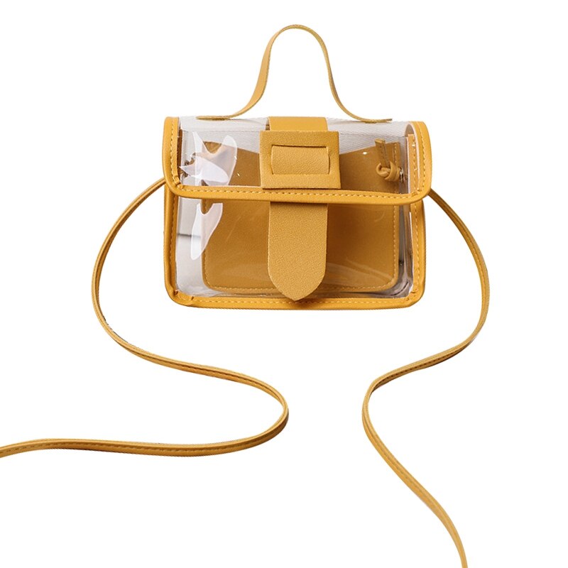 Lente Zomer Mode Vrouwen Transparante Vierkante Sling Bag Cool Schoudertas Messenger Bag Mobiele Dame Tas: Yellow