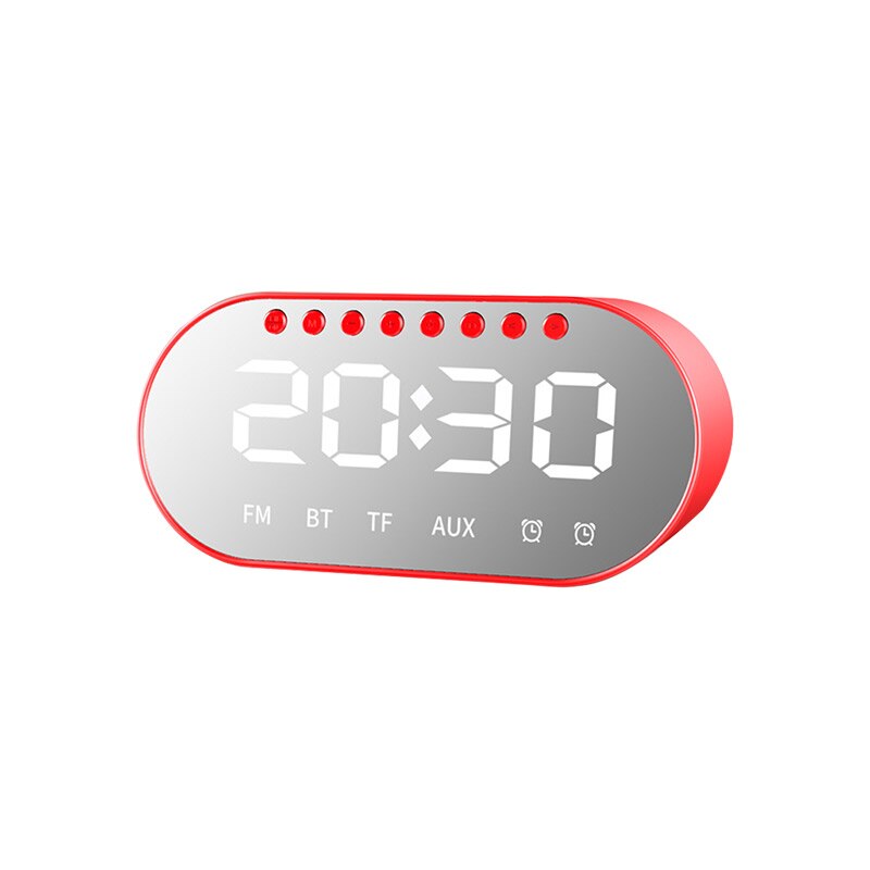 Klok luidspreker draadloos spiegel led dubbele wekker bluetooth 4.2 bas luidspreker usb tf aux fm radio ingebouwde microfoon luidspreker: Rood
