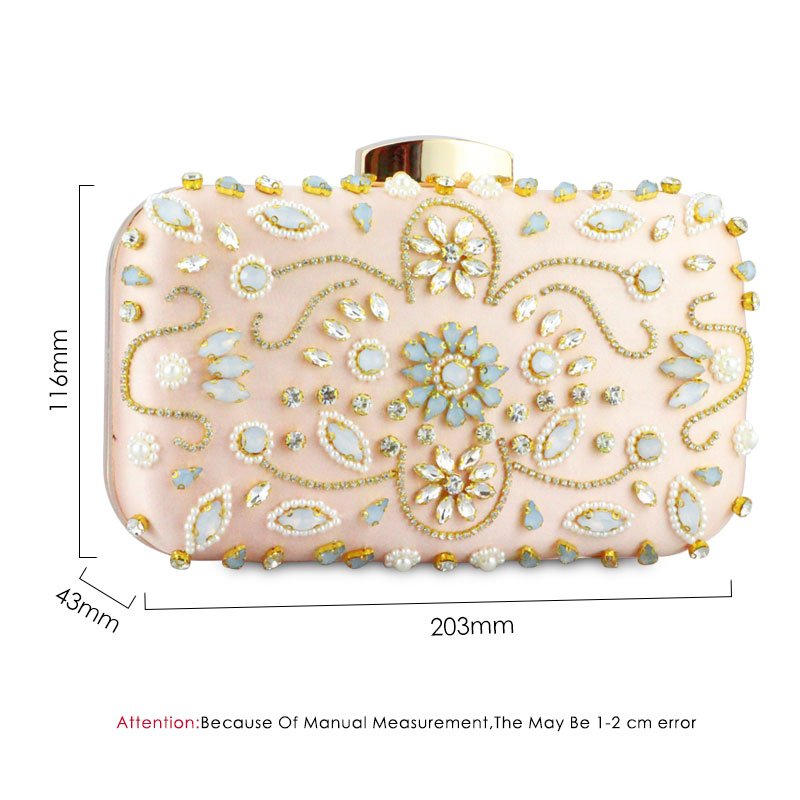 Flowers White Color Handmade Fabric For Women Evening Bag Luxury Wedding Bride Clutch Bag Pearl Party Handbag Mini Purses Wallet: 1678