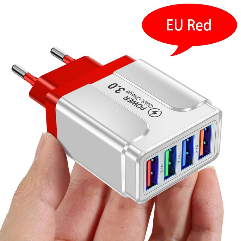 EU European KR Plug Adapter Japan China US To EU Travel Power Adapter Electric Plug Converter Charger Socket AC Outlet: RED EU