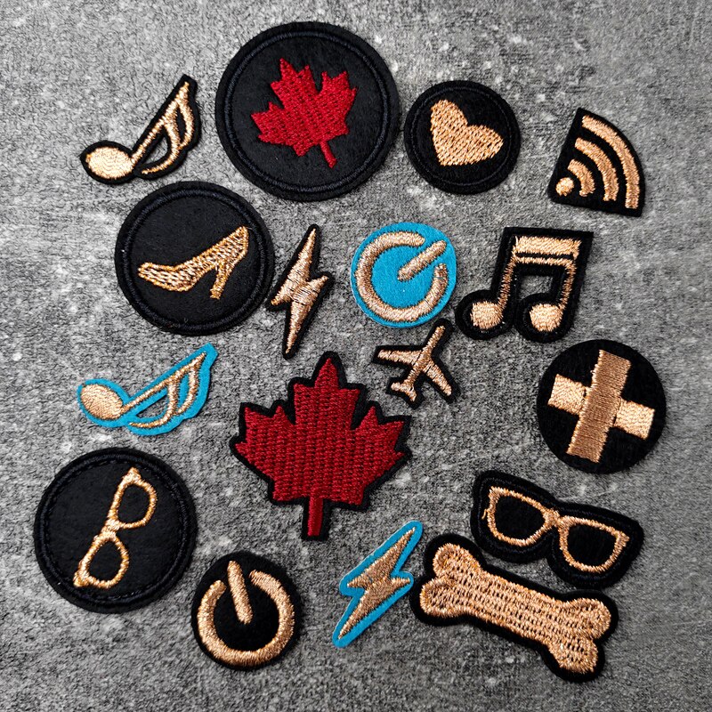 Bril Vliegtuigen Liefdesbriefje Patches Kleden Borduurapplicatie Naaibenodigdheden Decoratieve badges Canada Esdoornbladeren Bliksem