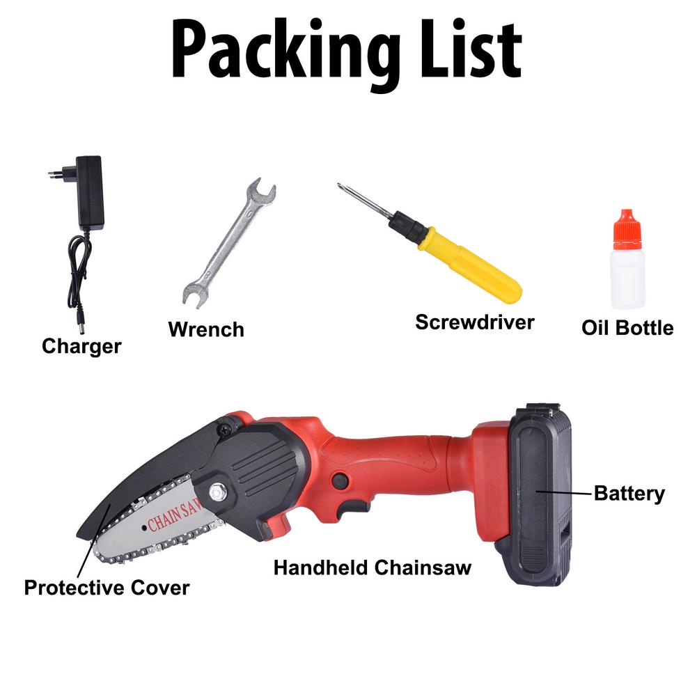 Mini Electric Chainsaw Cordless Handheld Pruning Saw With Led Light Portable Battery Wood Cutter Home Garden Logging Power Tool