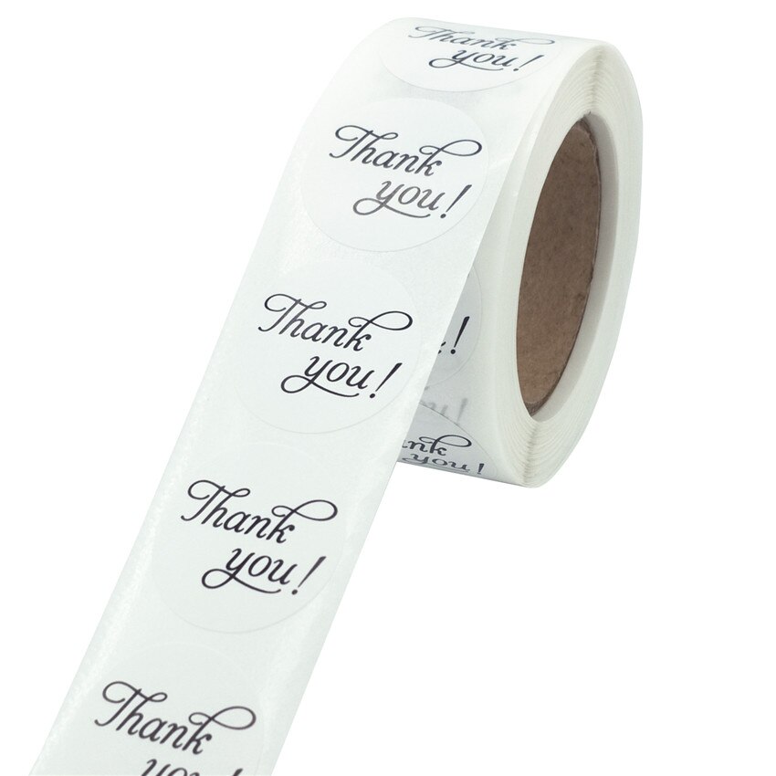 Autocollants ronds de remerciement blancs, étiquettes autocollantes de décoration pour scellage, fournitures de courrier, emballage , 100 à 500 pièces