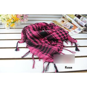 Unisex 5 Colors Women Men Checkered Arab Grid Neck Keffiyeh Palestine Scarf Wrap Shawl: rose red