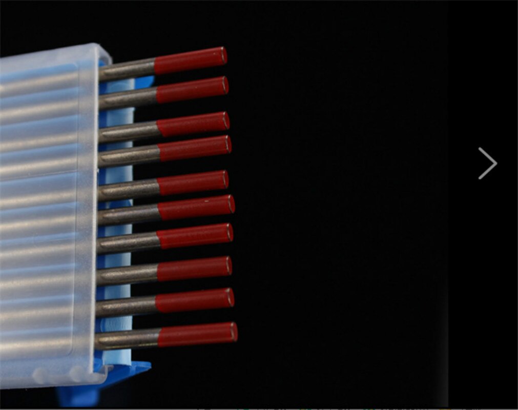 Electrodo de tungsteno toriado, cabeza de tungsteno, aguja de Color rojo, 10 unidades, WT20 1,0/1,6/2,0/2,4/3,0/3,2/4,0/150mm x 1/16mm