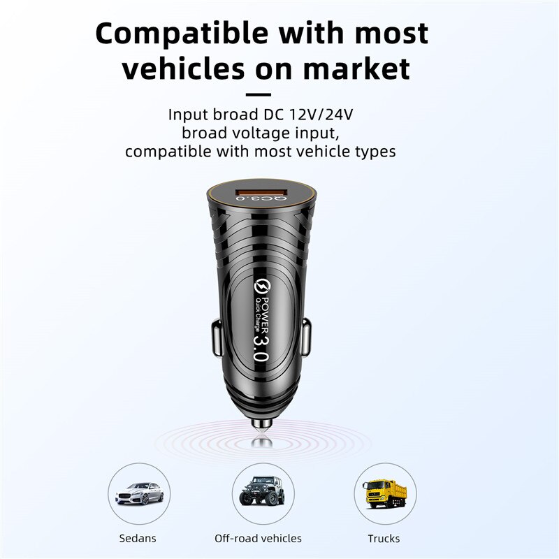 Car USB Charger Quick Charge 3.0 Universal 18W Charging in Car For iPhone 12 Pro Max Xiaomi Samsung Huawei P40 Fast Car Charger