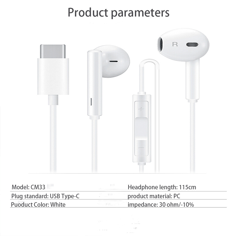 2022 Huawei CM33 Oortelefoon Huawei Mate 10 Pro 20 X Rs P20 30 Honor 7 8 Usb Type-C in Ear Hearphone Headset Mic Volume Doos