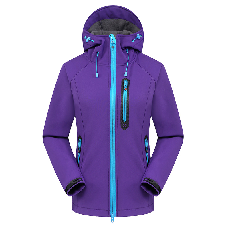 Women's Softshell Jacket Outdoor Camping &amp; Hiking jacket Mountaineering Raincoat thermal windbreaker windproof waterproof Parkas: Purple / XXXL