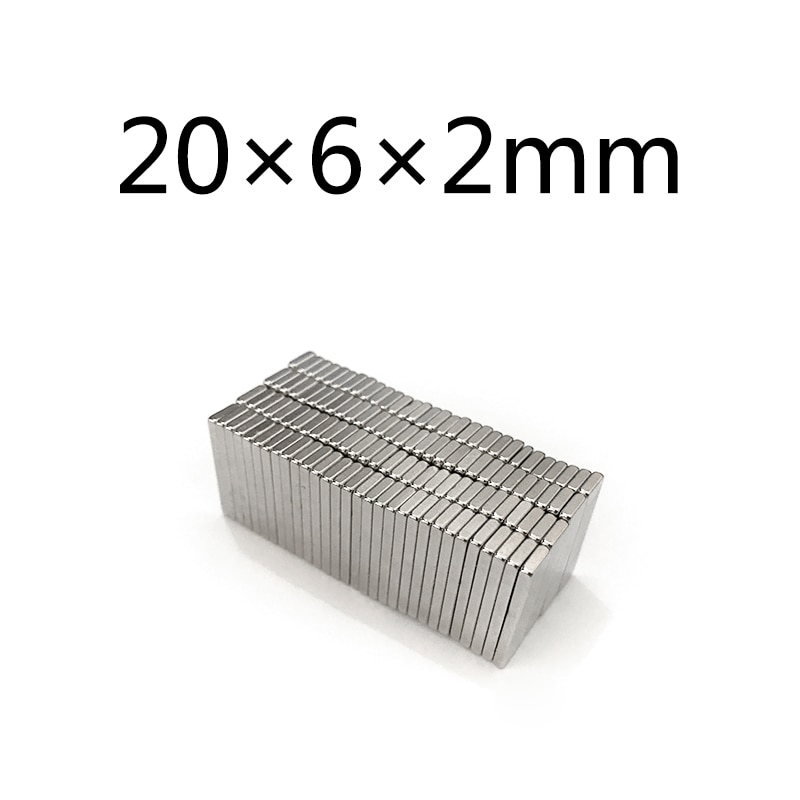 20/50/100pcs Sterke 20x6x2 N35 Magneet 20mm x 6mm x 2mm Vierkante Zeldzame Aarde Vierkante Permanente Neodymium Magneten 20*6*2