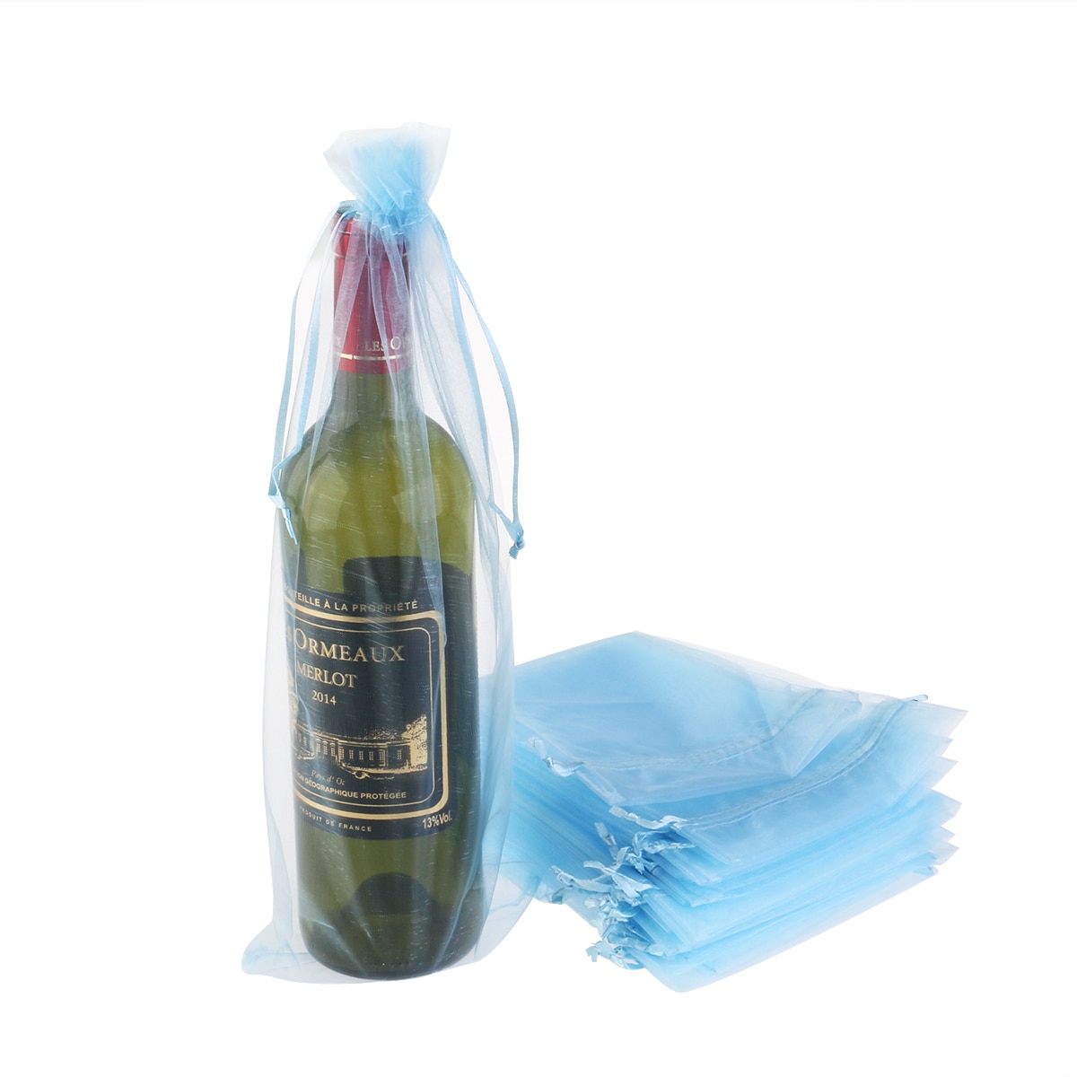 20 piezas de Organza pura para botellas de vino, bolsas de , decoraciones para de Navidad, bolsa organizadora, cubierta para botellas de vino