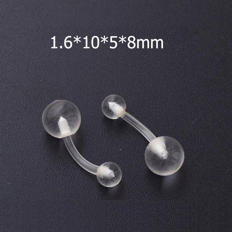 5 uds piercing lengua mancuerna damas Simple anillo de nariz estilo perno de retención transparente para mujeres joyería del cuerpo Bioflex