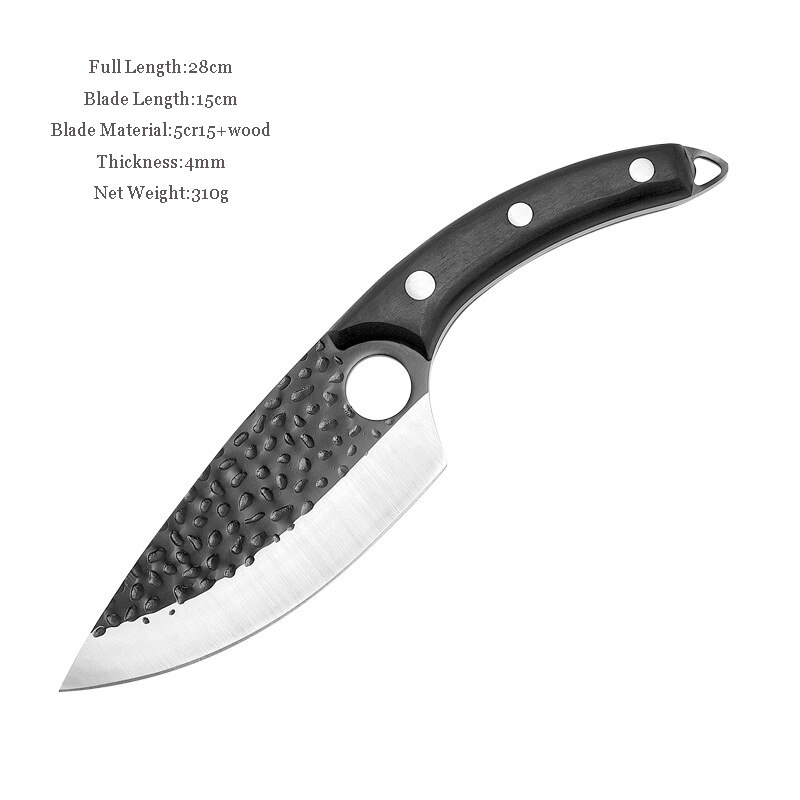 Sharp Blade Steel Kitchen Boning Knifes Fish Filleting Knife Meat Cleaver Butcher Knife Cooking Tools: Knife D (Black)