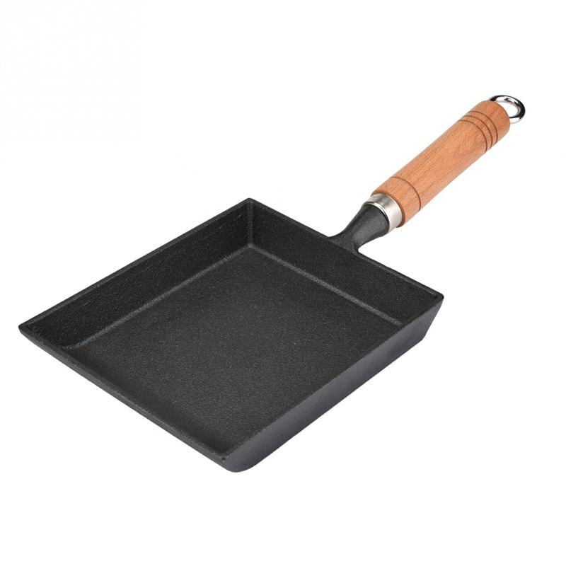 Støbejernspande non -stick bradepande med træhåndtag kogepander til gaskomfur induktion køkken køkkengrej holdbart
