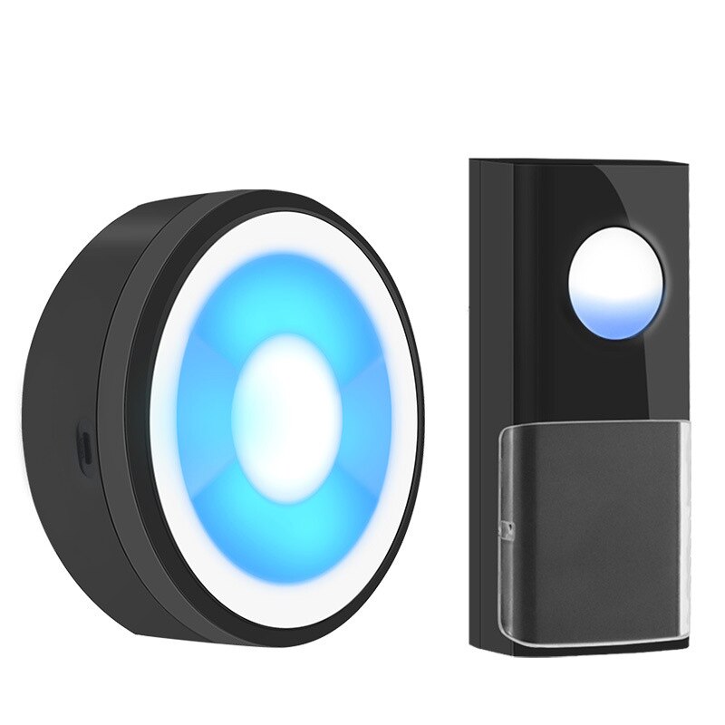 Timbre de puerta inteligente IP55 con alimentación USB, timbre de puerta inalámbrico, timbre de llamada de 433MHZ, luz LED nocturna, conjunto de campana sin enchufe para el hogar: 01