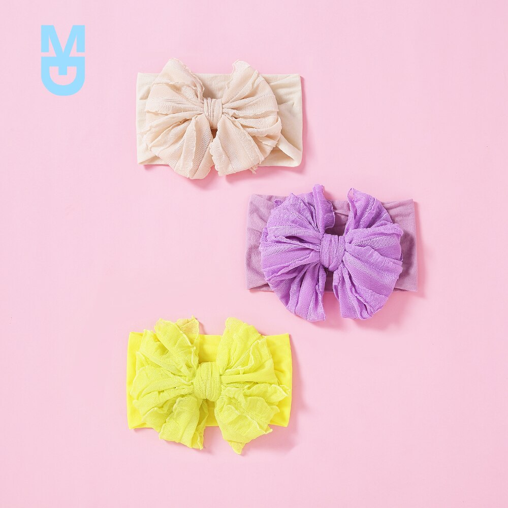 Großes rüschen-schleifen-stirnband aus Nylon, breiter babyturban aus superweichem Chiffon, handgefertigt, geknotet, einheitsgröße, jfny 200