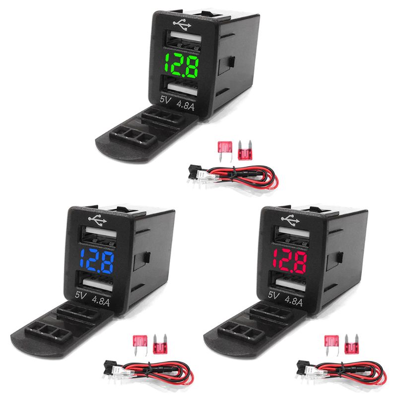 12v dobbelt usb billader led voltmeter 4.8a strømadapter til nissan smart telefon