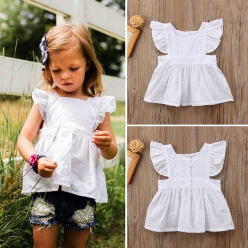 Summer Baby Girl T shirt White Cotton Polka Dot Top Sweet Newborn Kids Baby Girl Ruffle Top T-shirt Girl Clothes Summer 0-3T