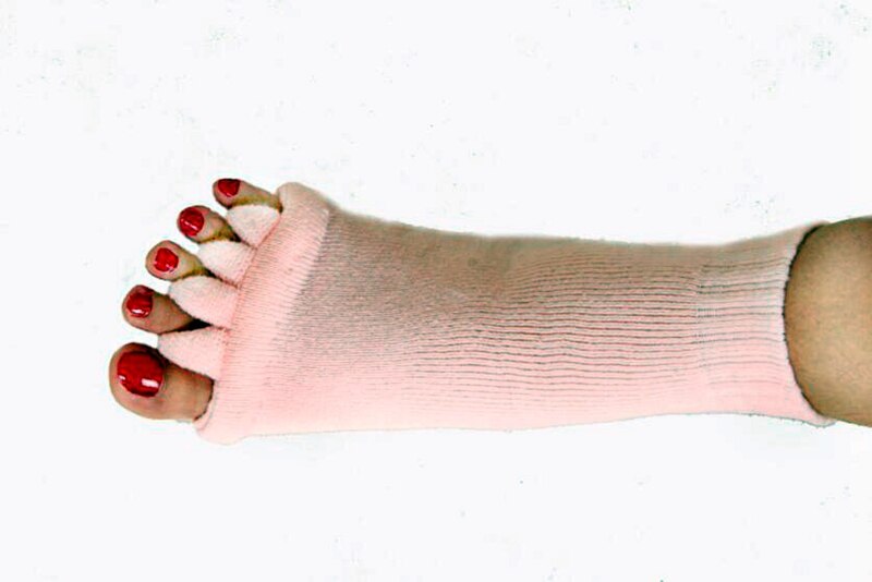 1 paire de chaussettes à cinq orteils, séparateurs de chaussettes de cyclisme, correcteur d'oignon, hallux valgus, orteils orthopédiques pour femmes, cosmétiques, beauté: Rose