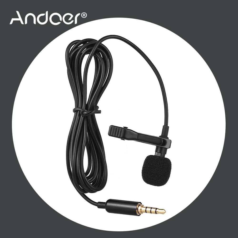 Andoer EY-510A Mini Draagbare Clip-On Revers Lavalier Condensator Microfoon Bedrade Microfoon Voor Iphone Android Smartphone Dslr Camera