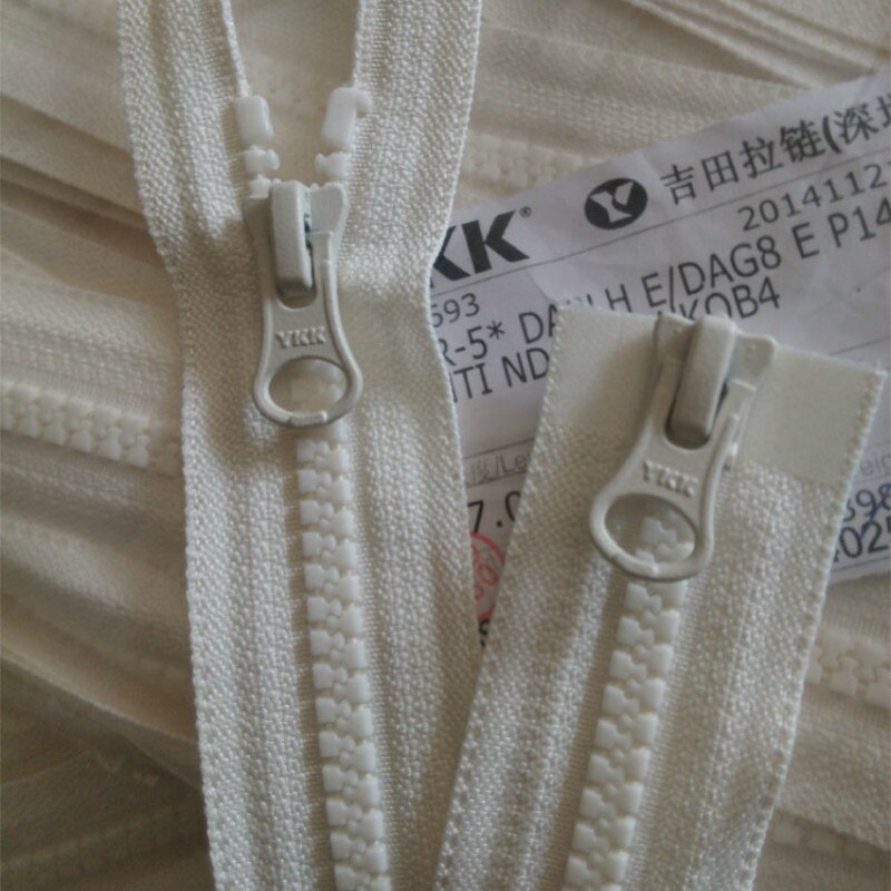 10 Stks/partij Lange Plastic Ykk Rits Hars Double Open End Beige Wit Zware Bevestigingsmiddelen Voor Jas Kledingstuk Naaien Accessoires