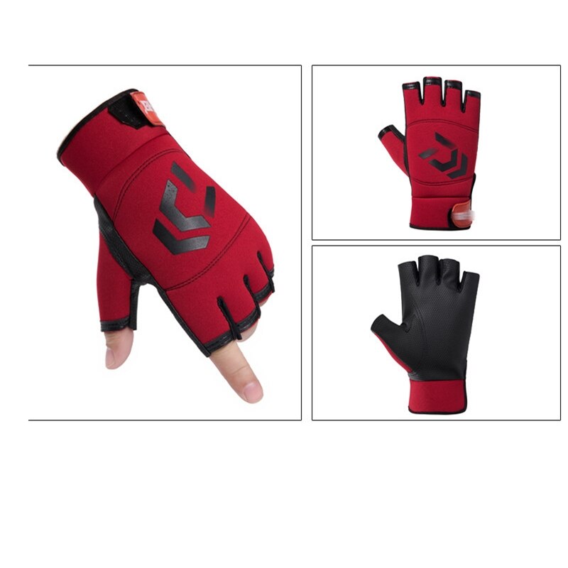 1 par de guantes de pesca universales para hombre y mujer, accesorios de pesca antideslizantes con tres dedos, guantes SBR: 4
