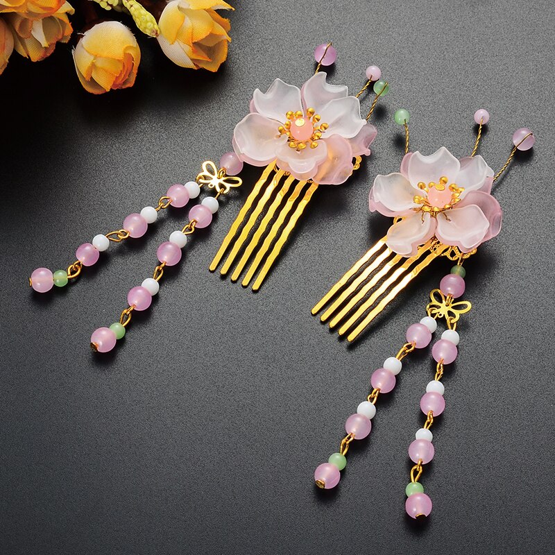 Antika smycken kamklämma blommor insatta på klippet bob fairy the retro hanfu håraccessoarer