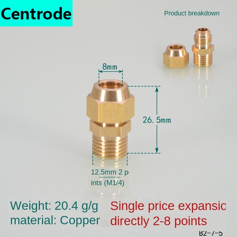 Pipe Fittings Outer wire flaring direct copper pipe expansion 1/8IN 1/4IN 3/8IN 1/2IN expansion 6/8/10/12/14/16mm pipe joint: 2 x 8mm