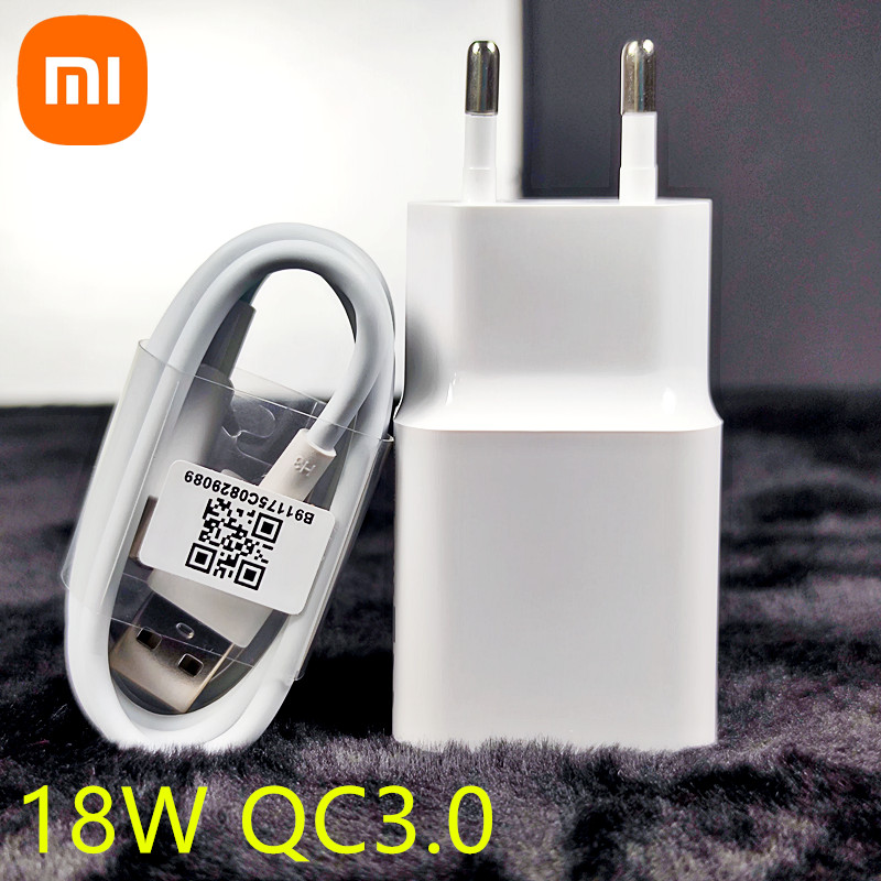 Original xiaomi charger 18w qc3.0 snabbladdningskabel 9 micro-usb/typ-c 5x redmi note  mi 6 4c 7 8 8se 6 9 6x