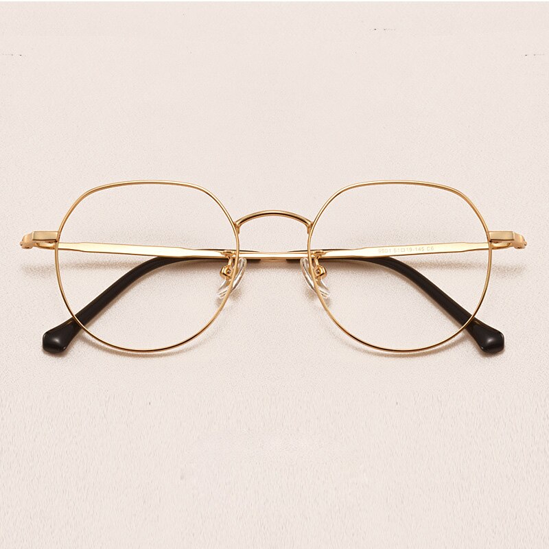 Lightweight Titanium Oval Round Glasses for Men Women Optical Prescription Eyeglasses Frame Korean oculos de grau: Gold