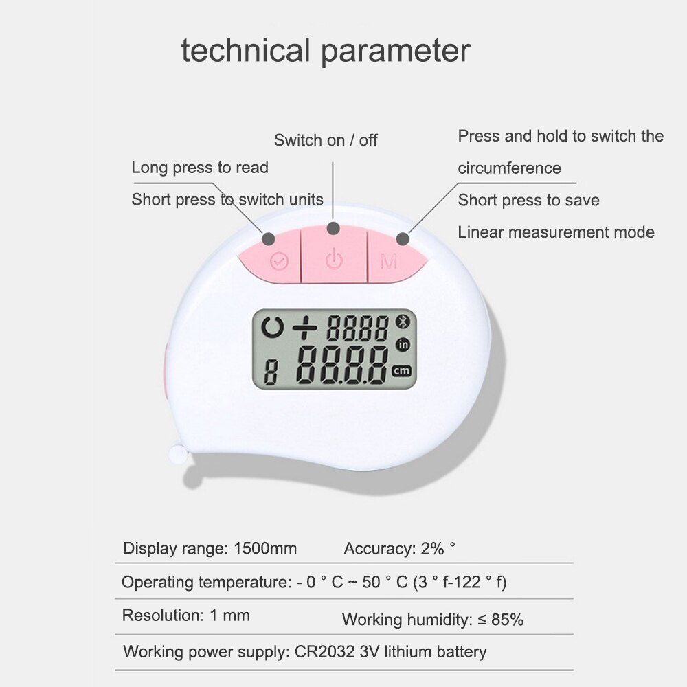 Digital Body Tape Measure 150cm LED Electronic Health Band Tape Ruler Circumference And Linear Measure Mode Body Fat Caliper