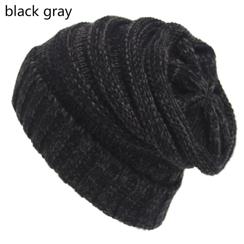 Q Keep Warm Knitted Hat 1Pcs Woman Bonnet 21*21CM Cap Multipurpose Autumn Winter Accessories Winter Essential Hats: black gray