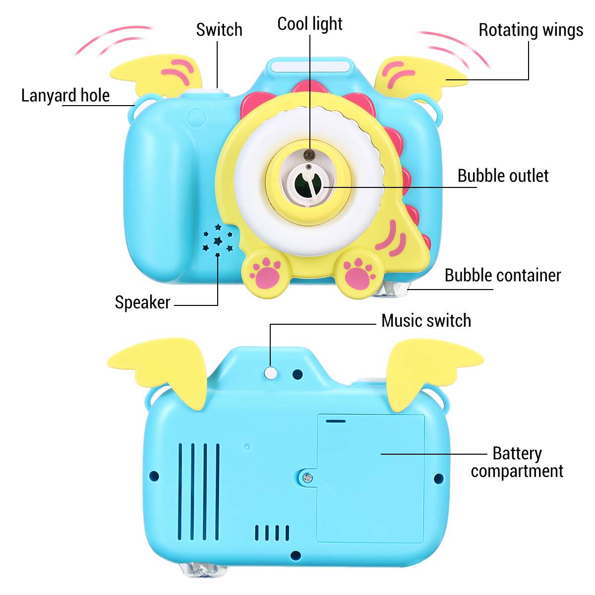 Carino Bolla Del Fumetto Della Macchina Fotografica Del Bambino di Musica della Macchina Della Bolla Con La Luce Esterna Automatica Bubble Maker Bambini Giocattoli Regalo Per La Ragazza amico