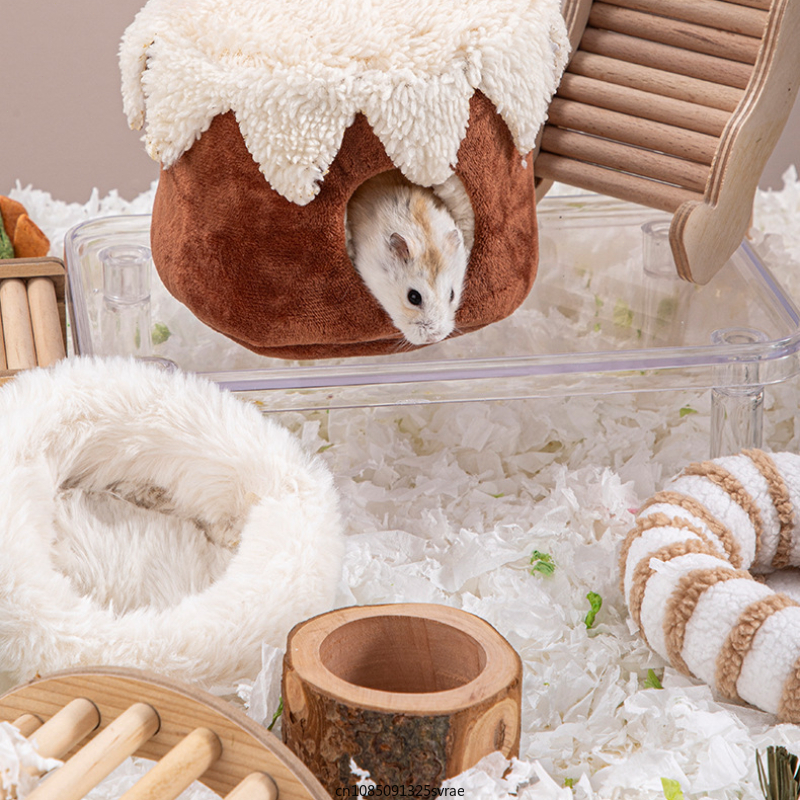 Hamster häuser und Verstecke Winter weiches Fleece Meers chweinchen bett Kleintier käfig bett Hamster ratte Schlaf bett Käfig zubehör