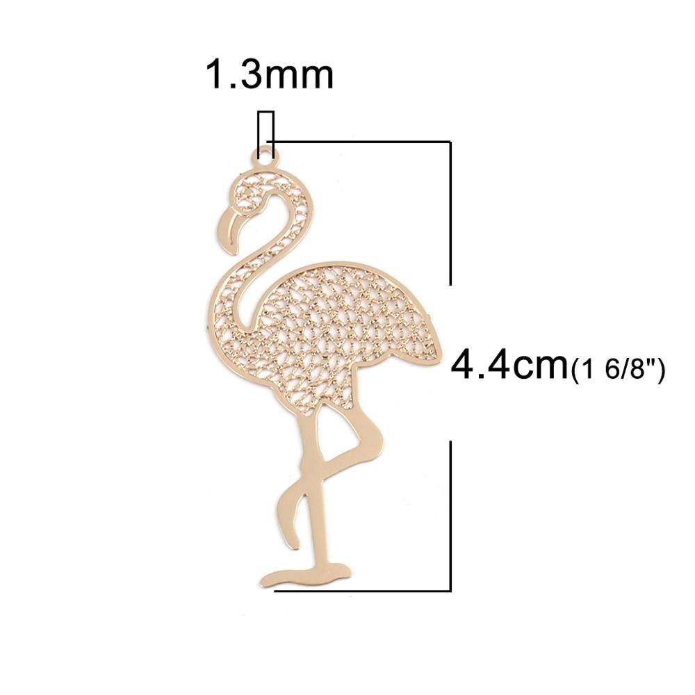 DoreenBeads – pendentifs d&#39;estampage en filigrane de cuivre à la , breloques d&#39;oiseau d&#39;autruche, couleur or argent, résultats de bricolage, 4.4cm x 2.2cm, 10 pièces