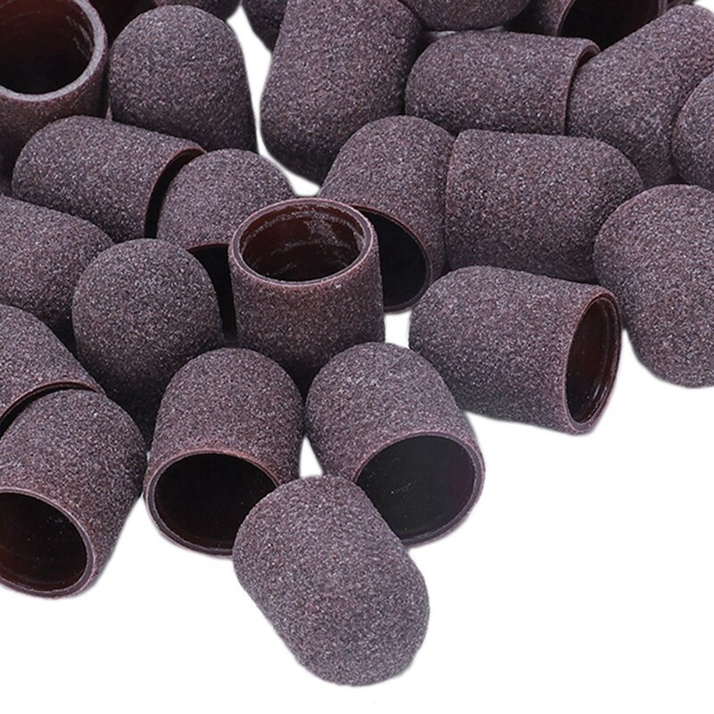 50Stck Schleifen Bands Block Kappen Ohne Griff 80# 120# 180# 13x19Mm Schleif Kappe Manikübetreffend Pedikübetreffend Elektrische nagel Bohrer