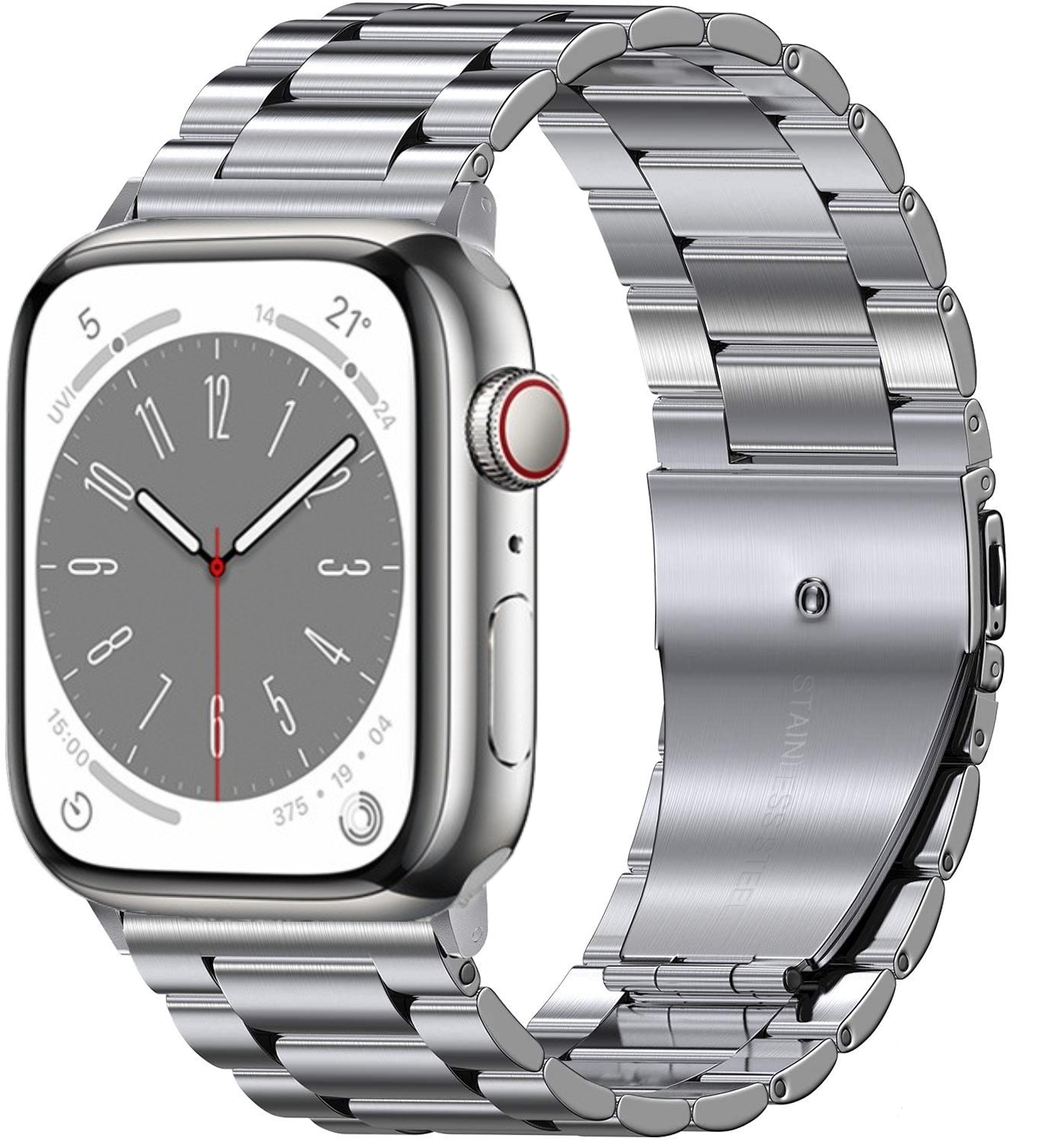 Pulseira de Aço Inoxidável para Apple Watch, Bracelete de Metal, Ultra 49mm, 10mm, 42mm, 46mm, 9mm, 8, 7, 45mm, 41mm, iWatch 6, 5, 4, 3, SE, 44 milímetros, 40 milímetros: White black / 12mm