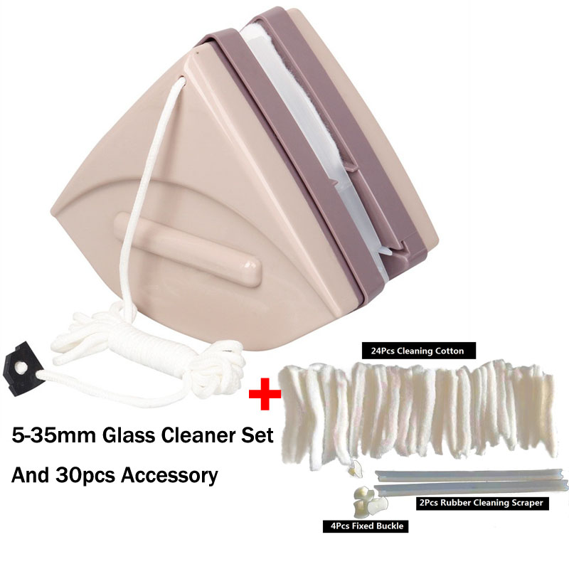Dobbeltsidet glasrudevisker rengøringsbørste håndholdt magnetisk vinduesrenser vaskemagneter glaseret rengøringsskiveværktøj: 5-35mm og gave