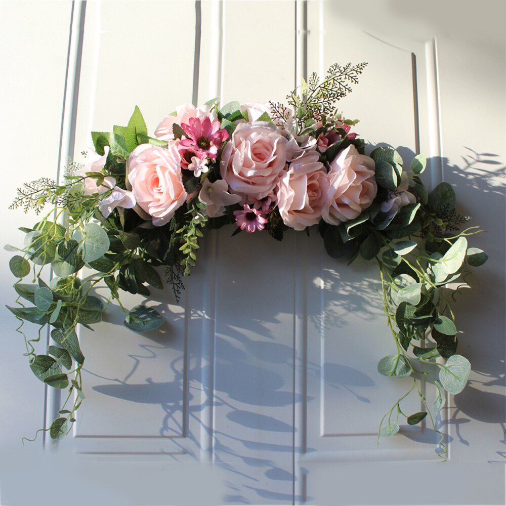 Guirnalda de peonías con flores artificiales, guirnalda hecha a mano para espejo, decoración de puerta de de boda en casa: pink