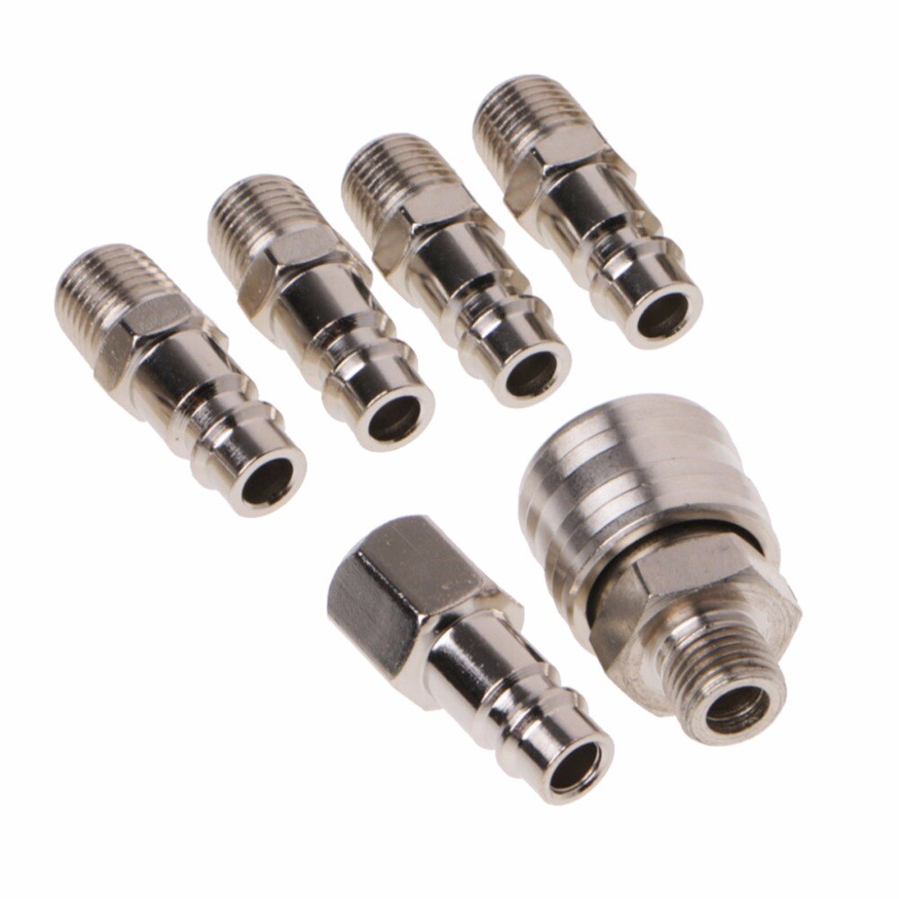 6 Pcs EURO Air Line Hose Compressor Fitting Connector Quick Release Set 1/4" BSP M03