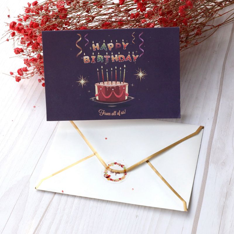 6PCS Thank You Paper Cards Note Envelopes Greeting Wedding Party Reception Crafts QX2E