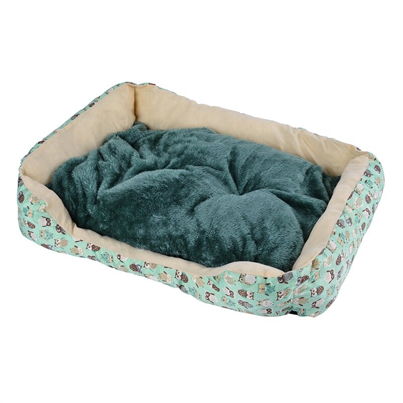 Pet Hond Kat Bed Pluche Bed Met Verwijderbare Pad Puppy Kitten Bed Kussen Mat Voor Alle Seizoenen Leuke Reizen Draagbare dierbenodigdheden: green / M