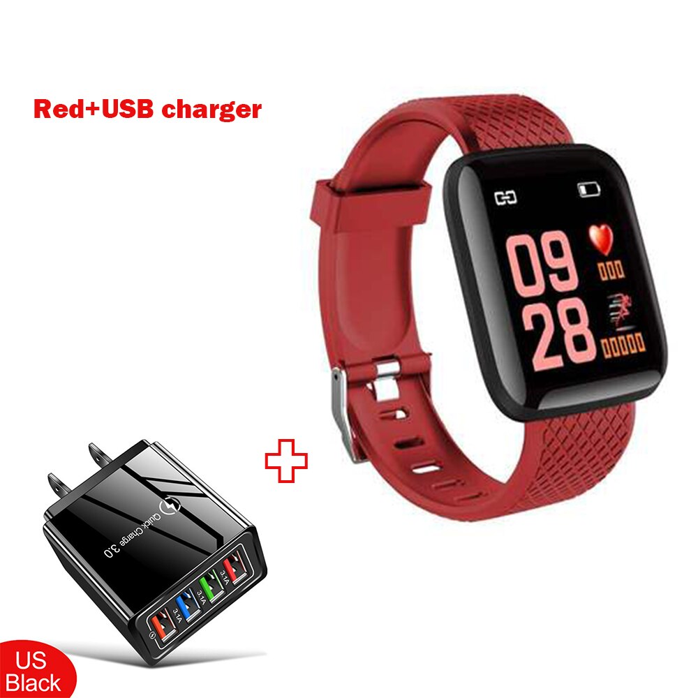 2020 New Smart Watch uomo Fitness bracciale orologi da donna monitoraggio della frequenza cardiaca orologio da polso elettronico Smartwatch magico per bambini: US charger red