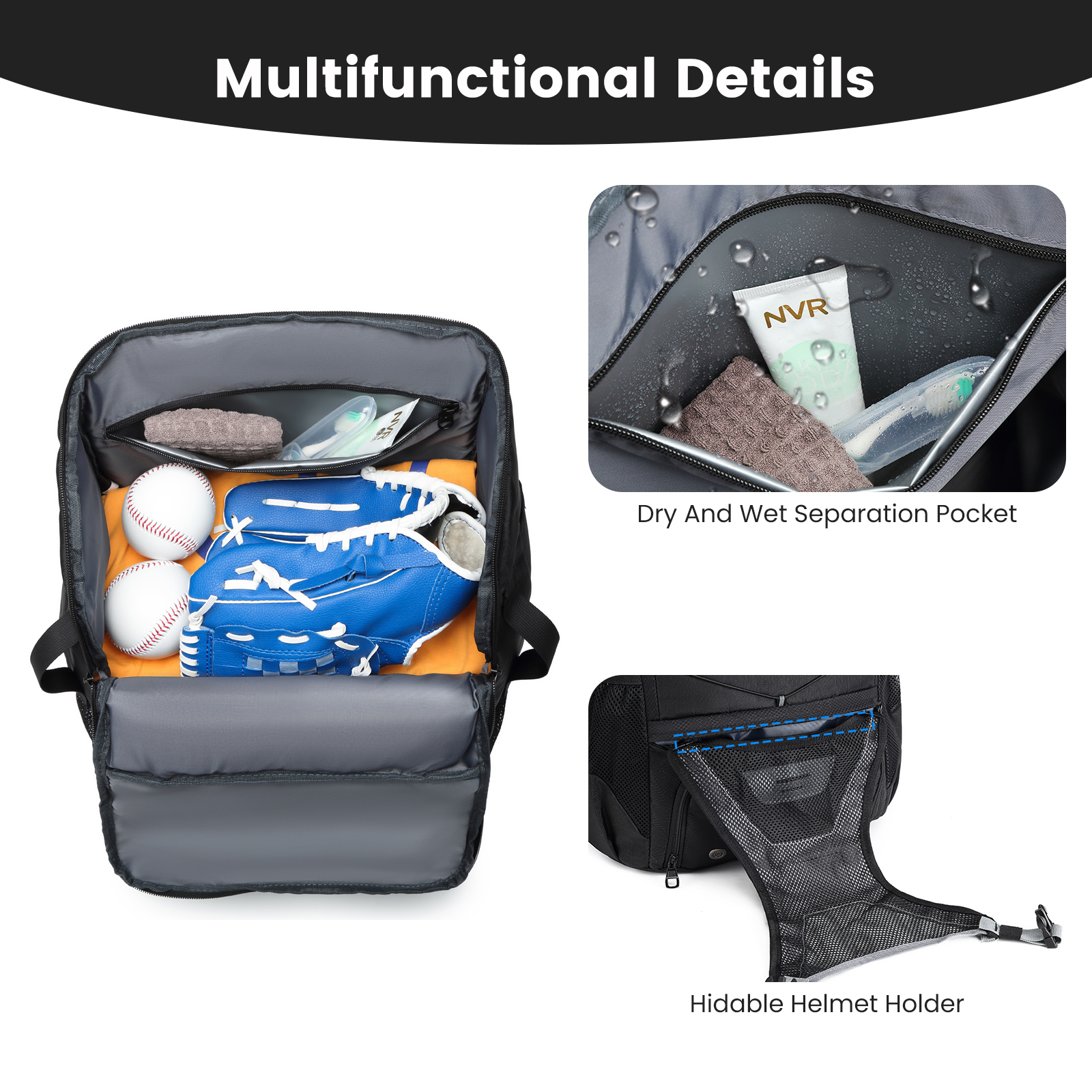 Baseball Equipment Bag Baseball Backpack with Shoe Compartment Softball Bat Bag for Youth Large Capacity Sport Baseball Backpack