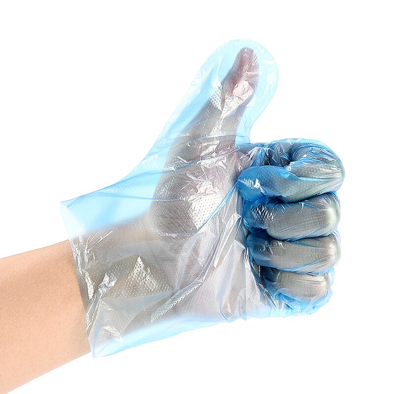 100/200/300 stuks wegwerphandschoenen in blauw transparant, wegwerphandschoenen van plastic voor productie in de voedingsmiddelenindustrie 66cy