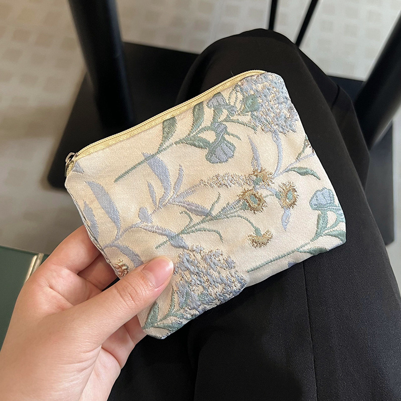 Ins Small Coin Purse Pouch Mini Wallet Printed Lipstick Key Women Sanitary Napkin Storage Bag Fabric Zipper Makeup Organizer: PURPLE