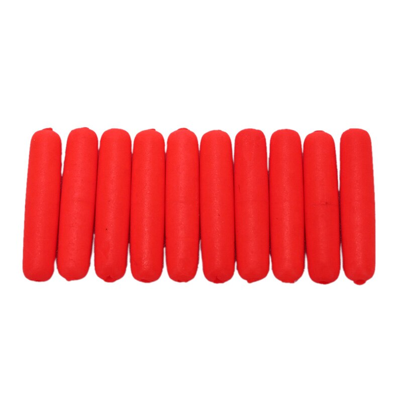 10pcs Small Foam Cylinder Rig Float Fishing Float Tip Visual Beans Red Orange Yellow Green Stops Terminal Accessories: Red
